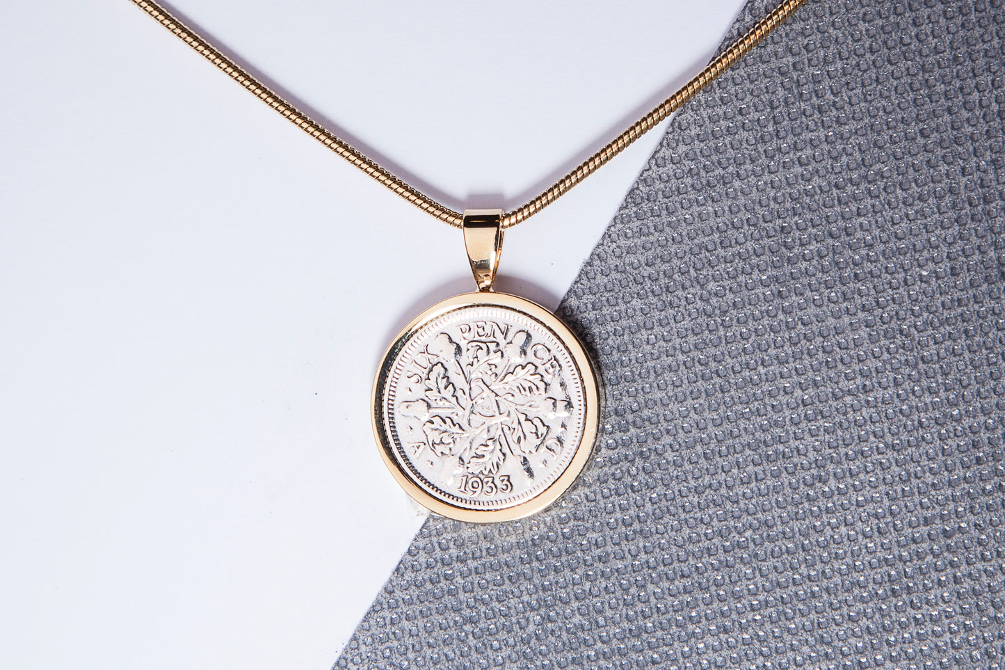 1933 Sixpence Pendant - 91st Birthday Gift - Choose Colour and Engraving