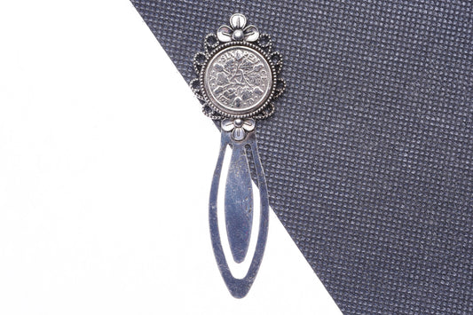 1934 90th Birthday Lucky Sixpence Flower Design Bookmark