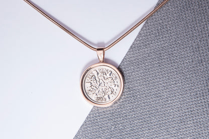 1934 Sixpence Pendant - 90th Birthday Gift - Choose Colour and Engraving