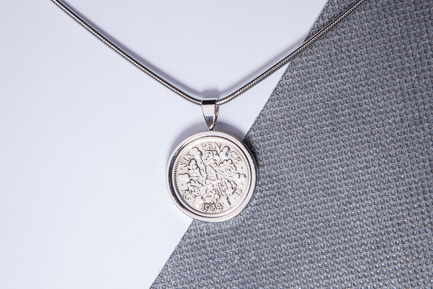 1934 Sixpence Pendant - 90th Birthday Gift - Choose Colour and Engraving