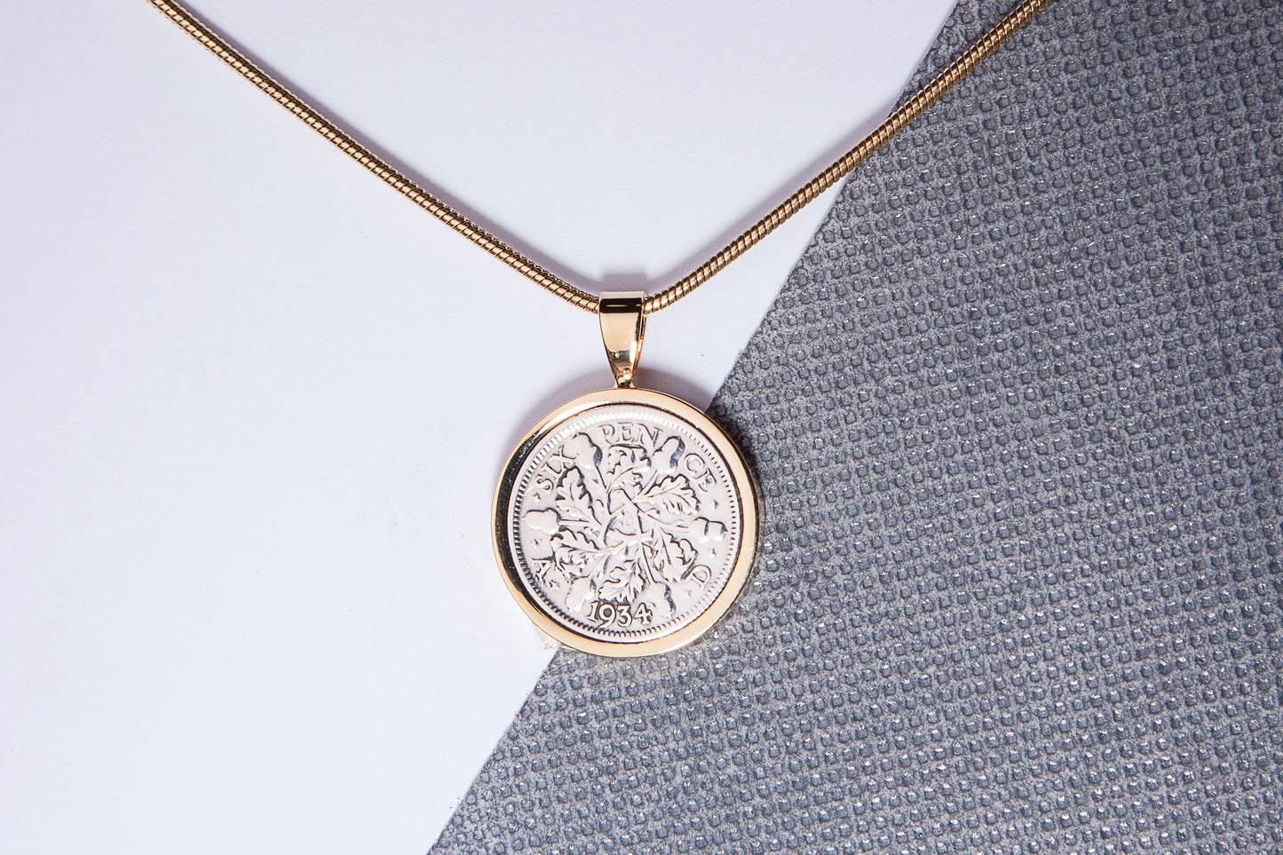 1934 Sixpence Pendant - 90th Birthday Gift - Choose Colour and Engraving