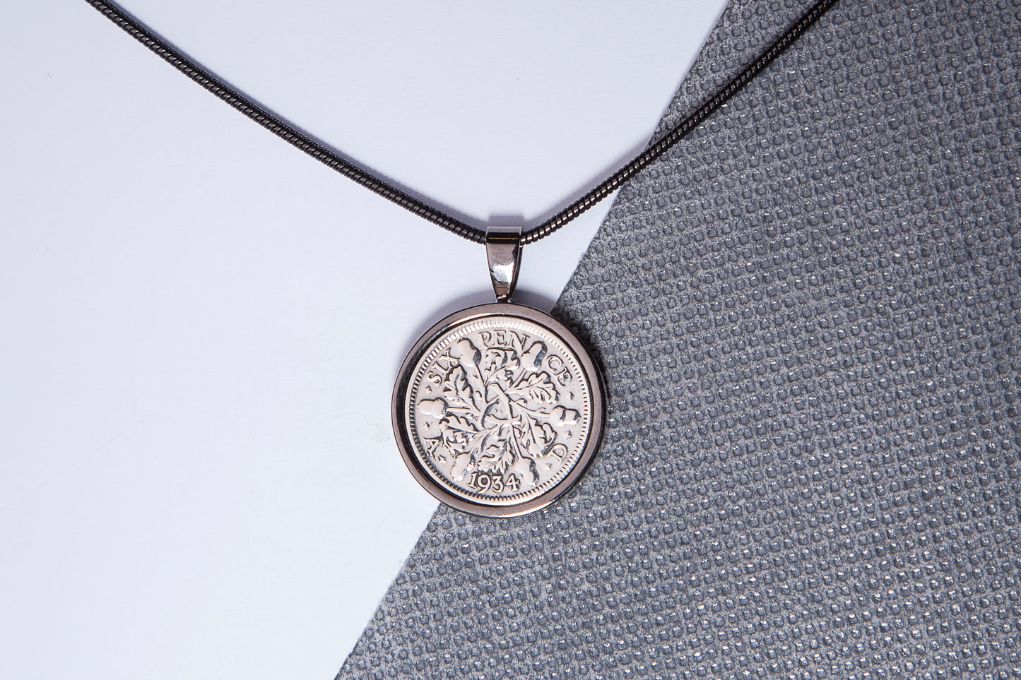 1934 Sixpence Pendant - 90th Birthday Gift - Choose Colour and Engraving