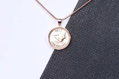 1937 Farthing Pendant - 87th Birthday Gift - Choose Colour and Engraving