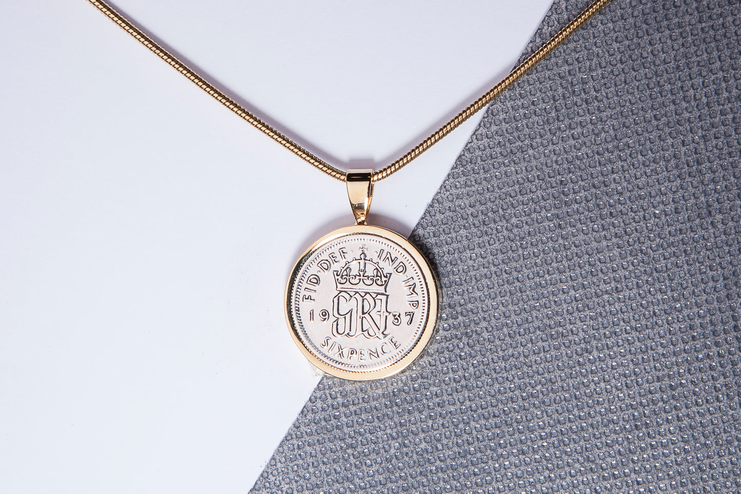 1937 Sixpence Pendant - 87th Birthday Gift - Choose Colour and Engraving