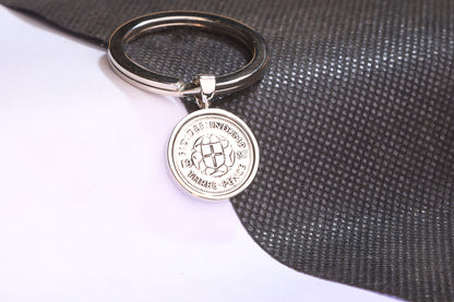 1937 Silver Threepence Keyring - 87th Birthday Gift - Choose Colour and Engraving