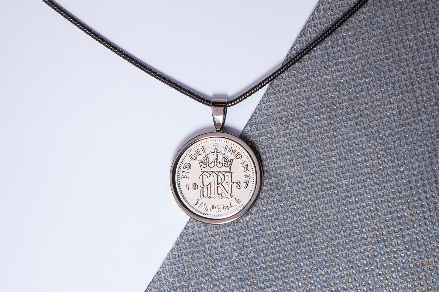 1937 Sixpence Pendant - 87th Birthday Gift - Choose Colour and Engraving