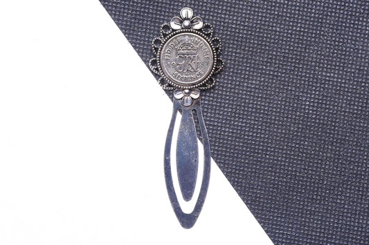 1937 87th Birthday Lucky Sixpence Flower Design Bookmark