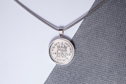 1937 Sixpence Pendant - 87th Birthday Gift - Choose Colour and Engraving