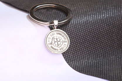 1938 Silver Threepence Keyring - 86th Birthday Gift - Choose Colour and Engraving