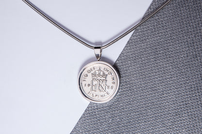 1938 Sixpence Pendant - 86th Birthday Gift - Choose Colour and Engraving