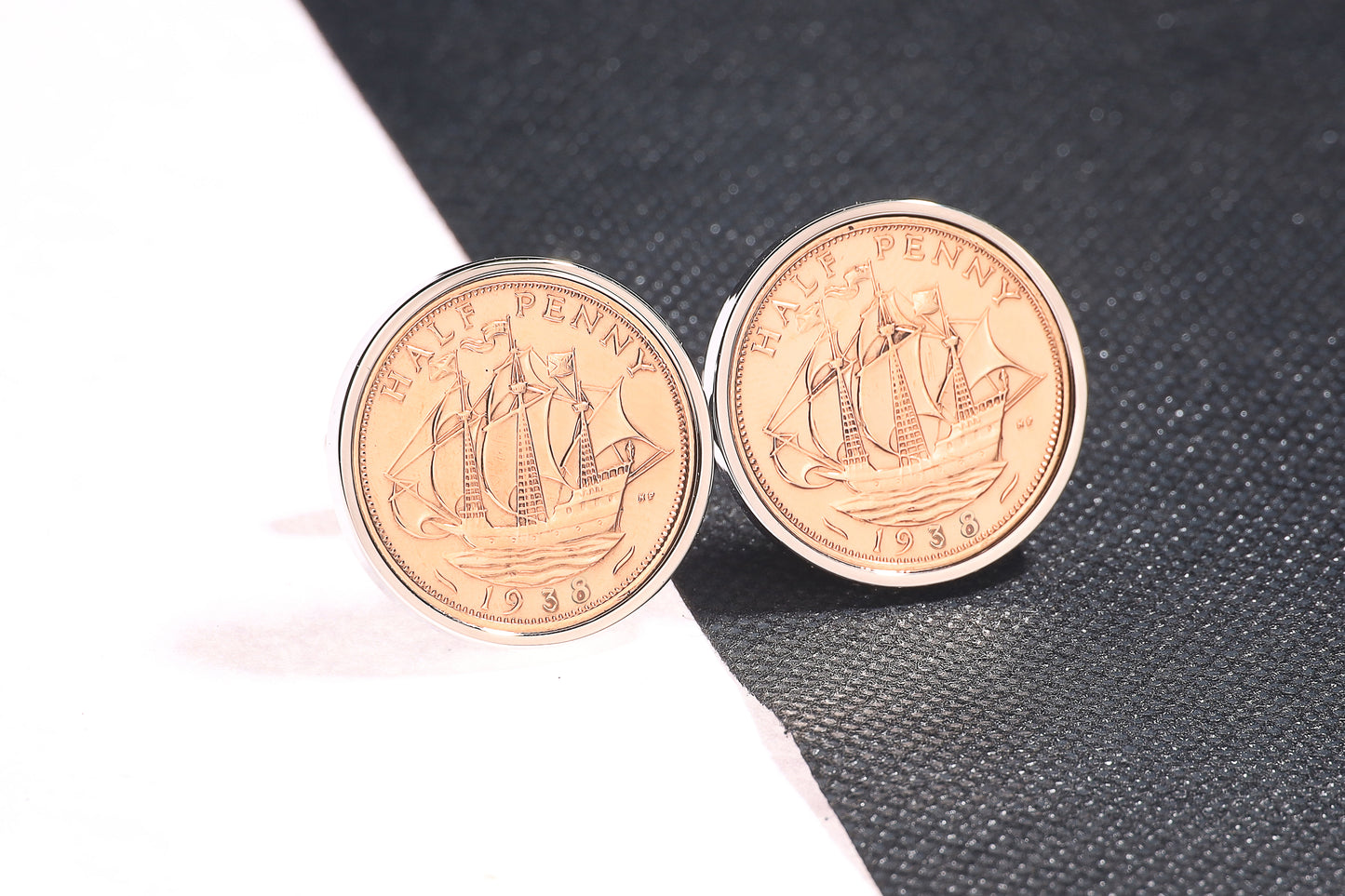 1938 86th Birthday Half Penny Cufflinks-Choose Colour and Orientation