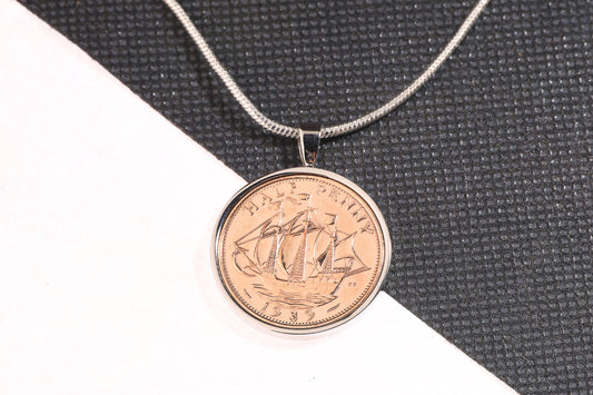 1939 Half Penny  Pendant - 85th  Birthday Gift - Choose Colour and Engraving