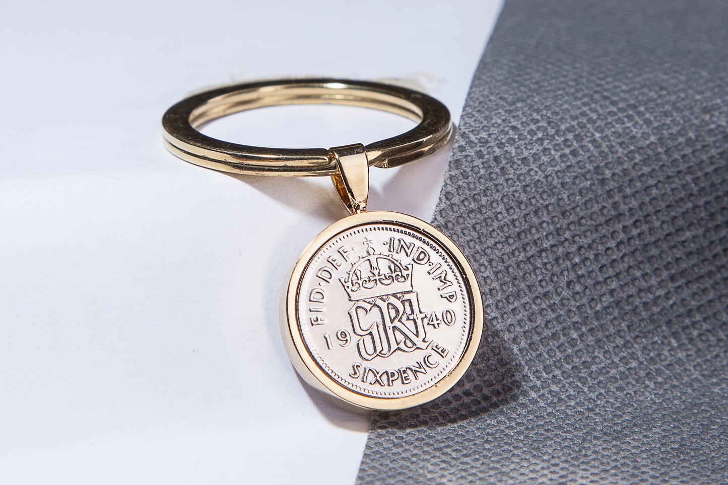 1940 Sixpence Keyring - 84th Birthday Gift - Choose Colour and Engraving