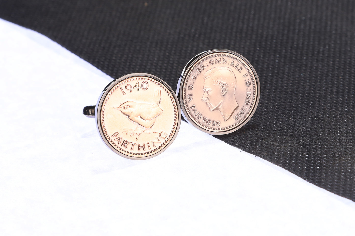 1940 84th Birthday Lucky Farthing Cufflinks-Choose Colour and Orientation