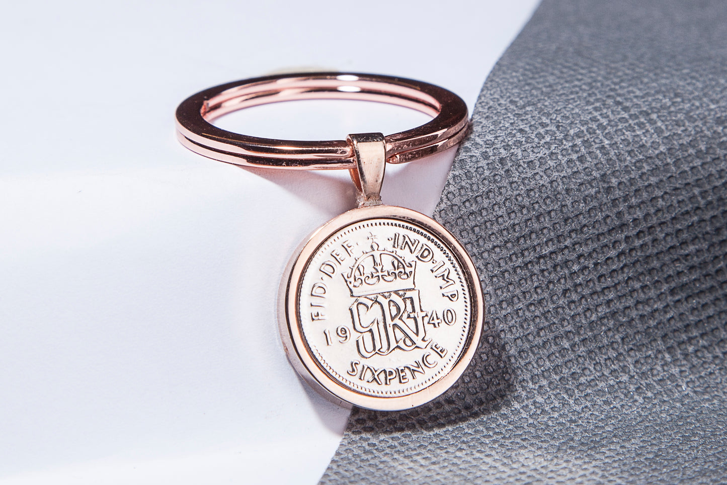 1940 Sixpence Keyring - 84th Birthday Gift - Choose Colour and Engraving