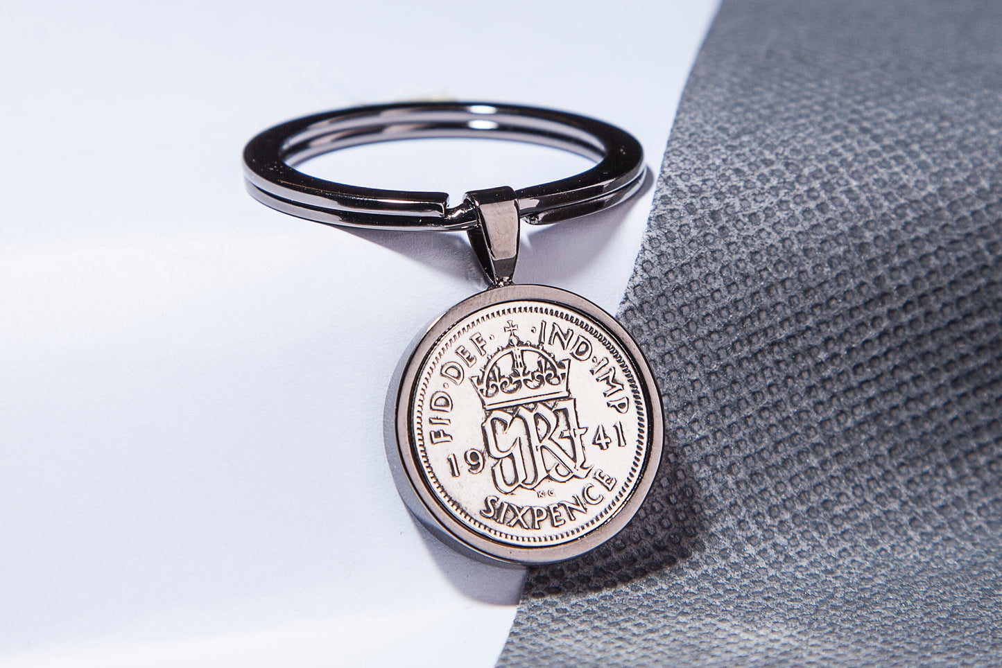 1941 Sixpence Keyring - 83rd Birthday Gift - Choose Colour and Engraving