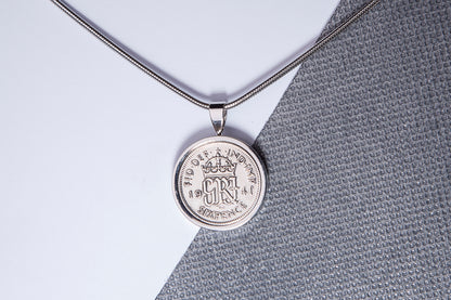 1941 Sixpence Pendant - 83rd Birthday Gift - Choose Colour and Engraving