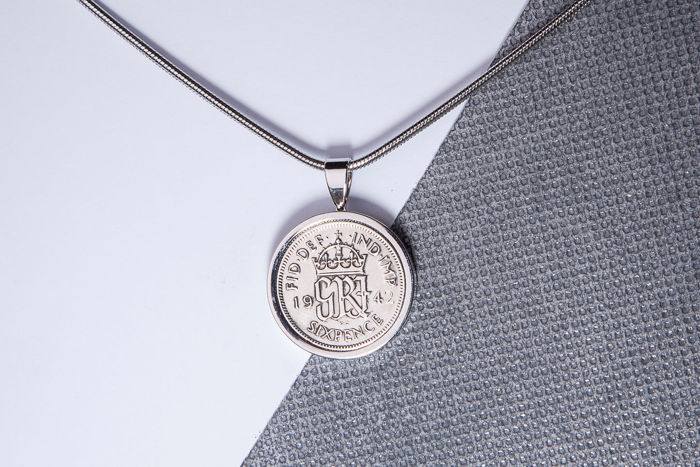 1942 Sixpence Pendant - 82nd Birthday Gift - Choose Colour and Engraving