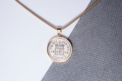 1943 Sixpence Pendant - 81st Birthday Gift - Choose Colour and Engraving