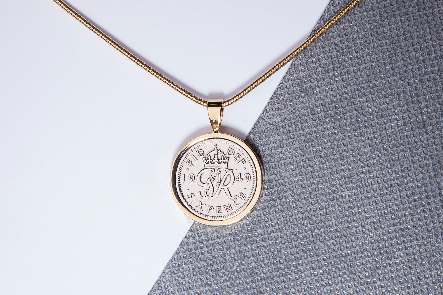 1949 Sixpence Pendant - 75th Birthday Gift - Choose Colour and Engraving