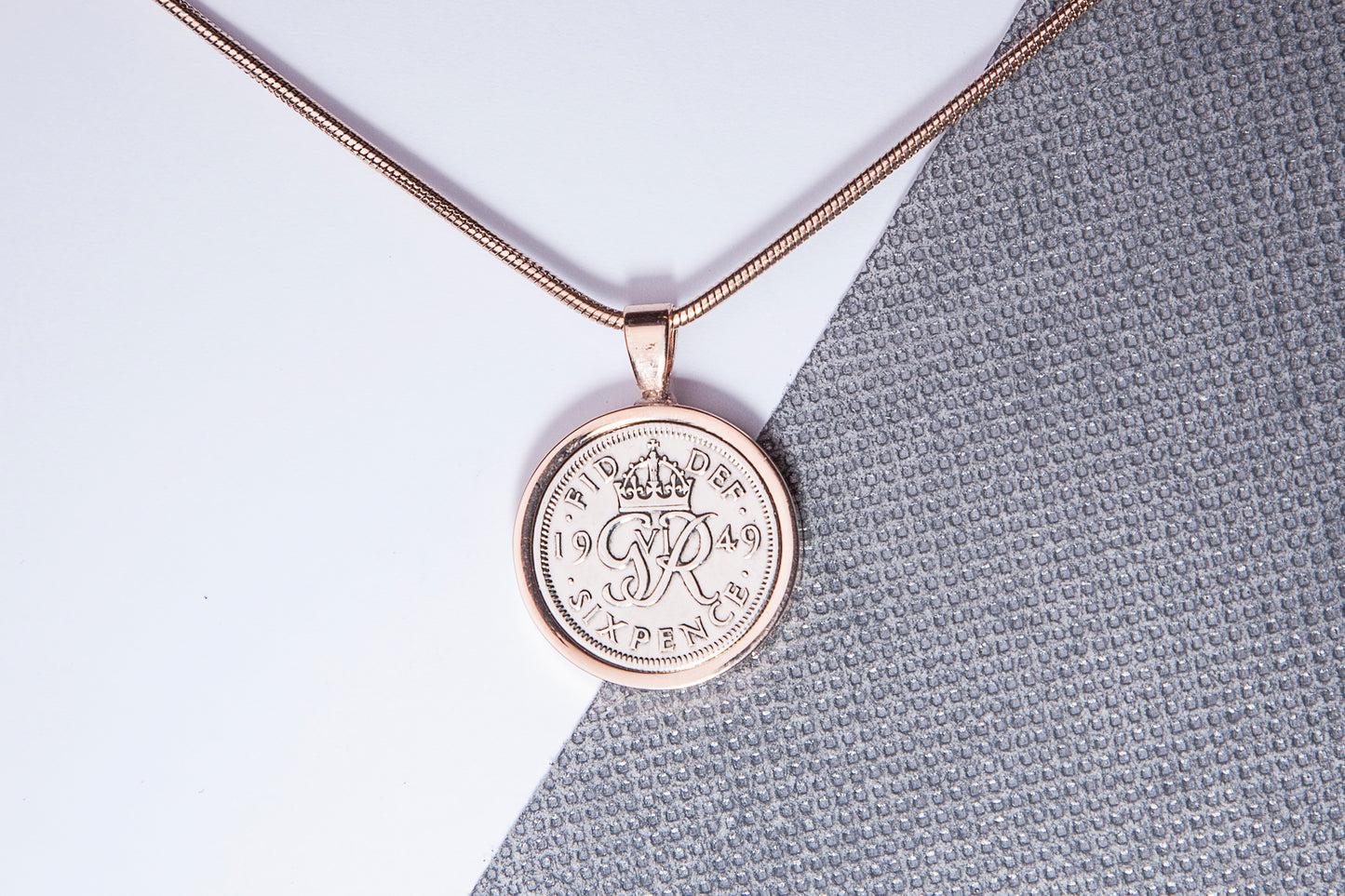 1949 Sixpence Pendant - 75th Birthday Gift - Choose Colour and Engraving