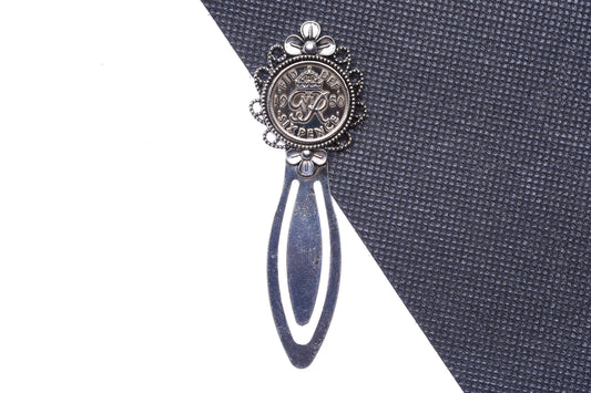 1950 74th Birthday Lucky Sixpence Flower Design Bookmark