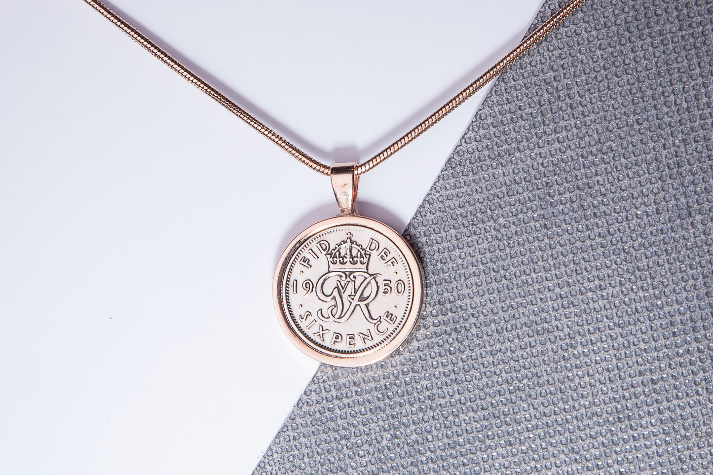 1950 Sixpence Pendant - 74th Birthday Gift - Choose Colour and Engraving