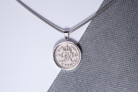 1951 Sixpence Pendant - 73rd Birthday Gift - Choose Colour and Engraving