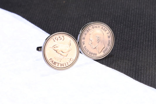 1953 71st Birthday Lucky Farthing Cufflinks-Choose Colour and Orientation