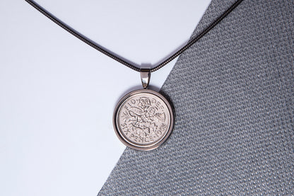 1953 Sixpence Pendant - 71st Birthday Gift - Choose Colour and Engraving