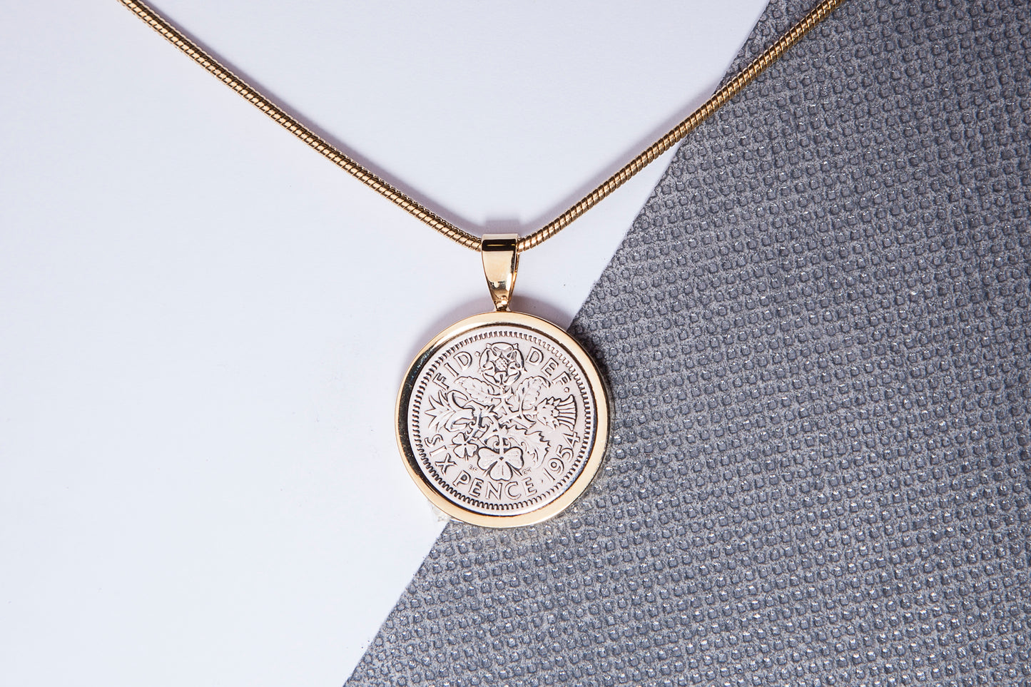 1954 Sixpence Pendant - 70th Birthday Gift - Choose Colour and Engraving