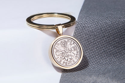 1954 Sixpence Keyring - 60th Birthday Gift