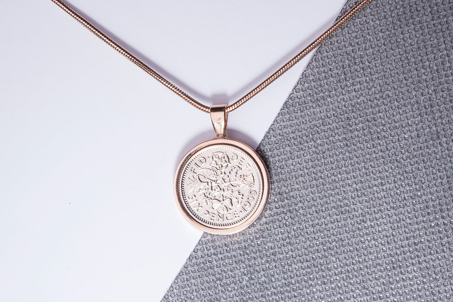 1955 Sixpence Pendant - 69th Birthday Gift - Choose Colour and Engraving