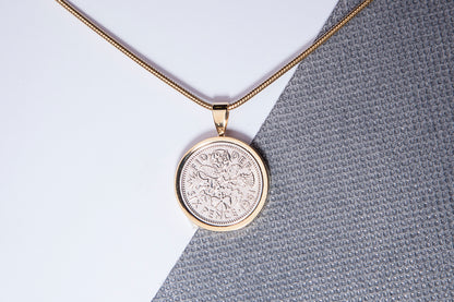 1961 Sixpence Pendant - 63rd Birthday Gift - Choose Colour and Engraving