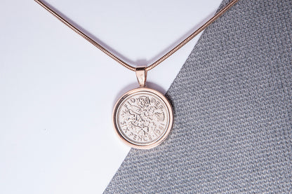 1961 Sixpence Pendant - 63rd Birthday Gift - Choose Colour and Engraving