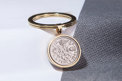 1962 Sixpence Keyring - 62nd Birthday Gift - Choose Colour and Engraving