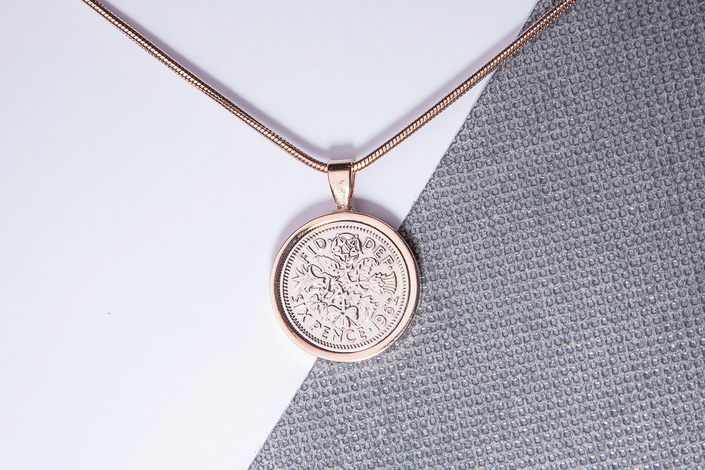 1962 Sixpence Pendant - 62nd Birthday Gift - Choose Colour and Engraving