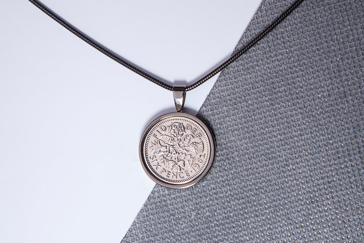 1962 Sixpence Pendant - 62nd Birthday Gift - Choose Colour and Engraving