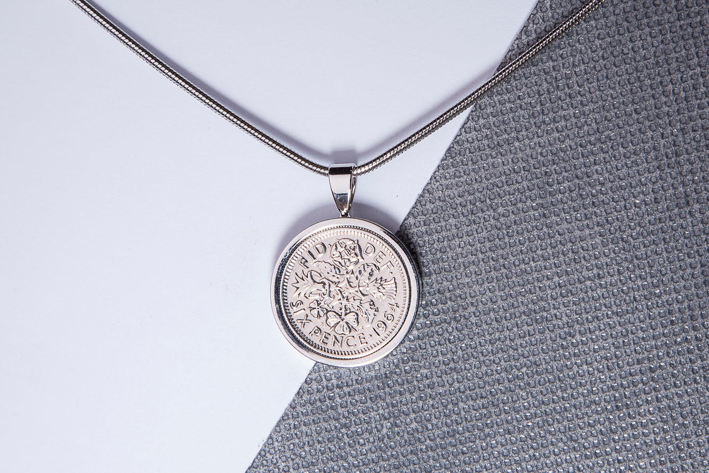 1964 Sixpence Pendant - 60th Birthday Gift - Choose Colour and Engraving