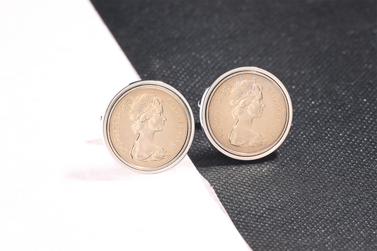 1970 Old Five Pence Cufflinks - 54th Birthday Gift