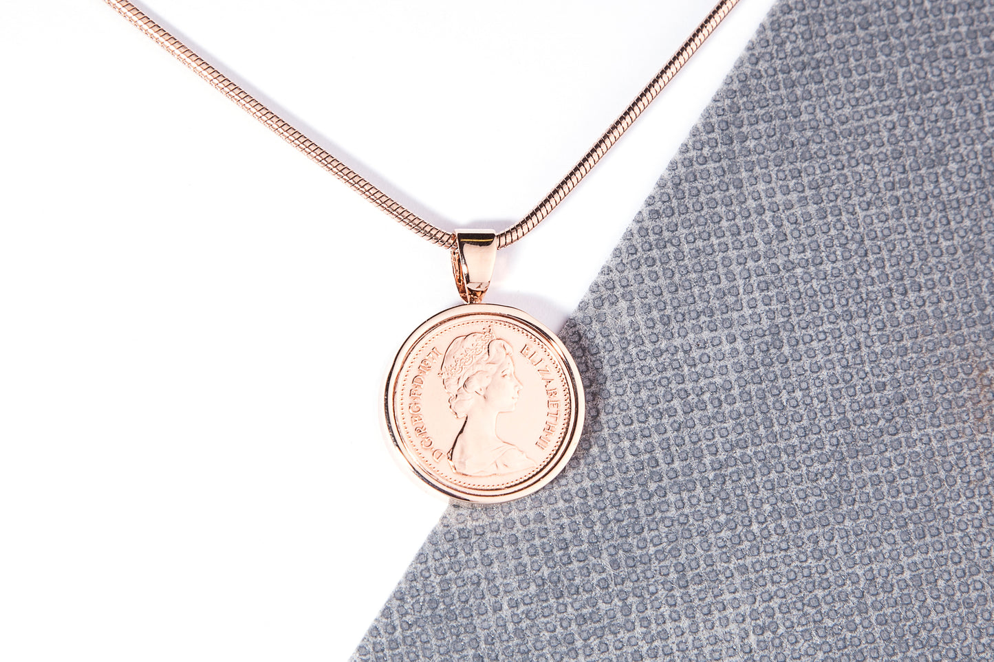 1971 Decimal Half Penny  Pendant - 53rd  Birthday Gift - Choose Colour and Engraving