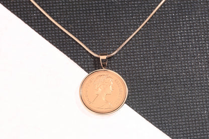 1971 Decimal One Pence Pendant - 53rd  Birthday Gift - Choose Colour and Engraving