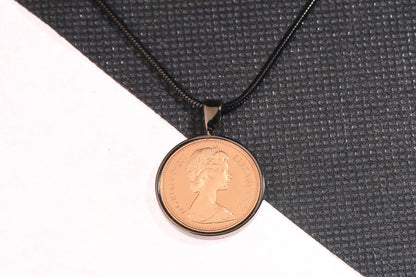 1971 Decimal One Pence Pendant - 53rd  Birthday Gift - Choose Colour and Engraving