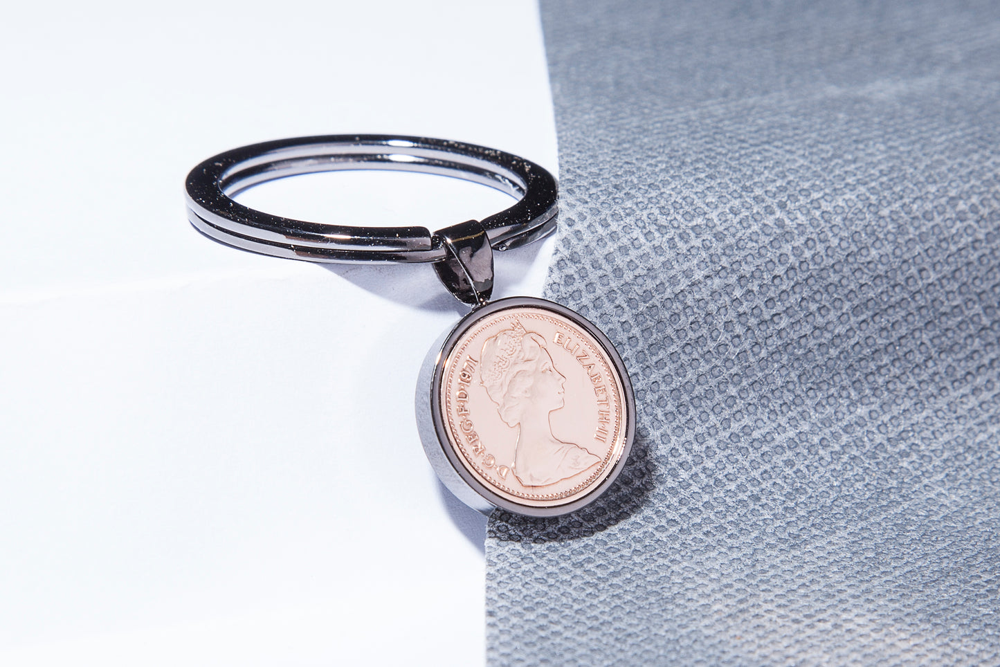 1971 Decimal Half Penny Keyring - 53rd Birthday Gift - Choose Colour and Engraving