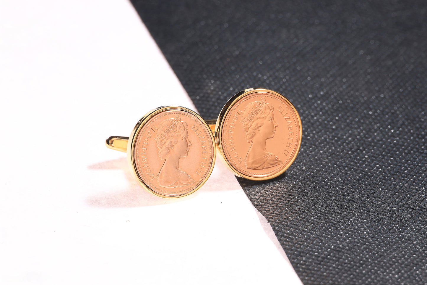 1971 Decimal One Pence Cufflinks - 53rd Birthday Gift-Choose Your Colour