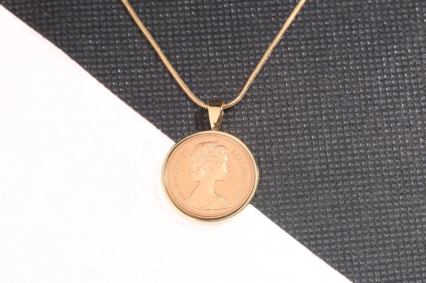 1971 Decimal One Pence Pendant - 53rd  Birthday Gift - Choose Colour and Engraving