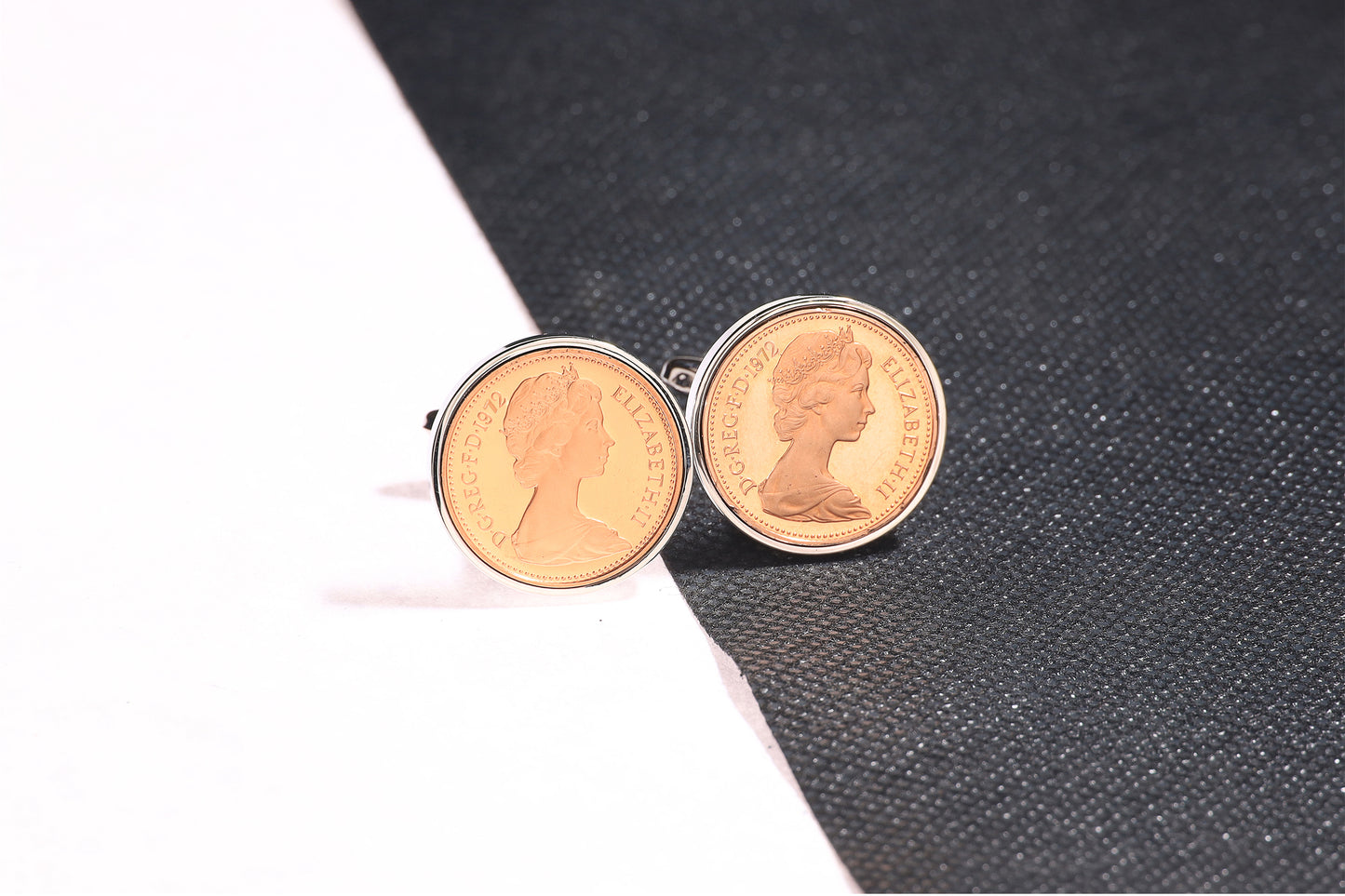 1972 Decimal One Pence Cufflinks - 52nd Birthday Gift-Choose Your Colour