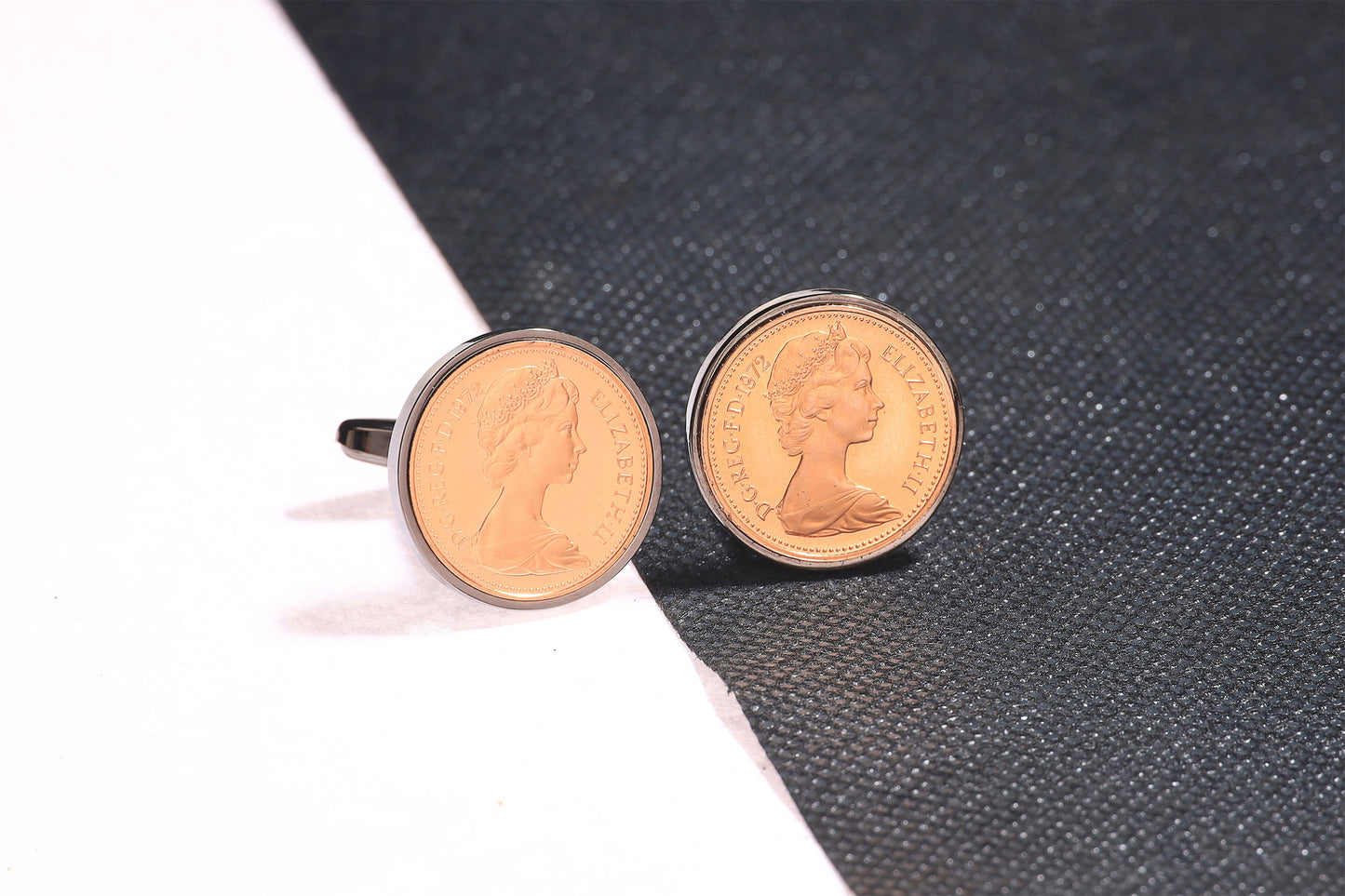 1972 Decimal One Pence Cufflinks - 52nd Birthday Gift-Choose Your Colour