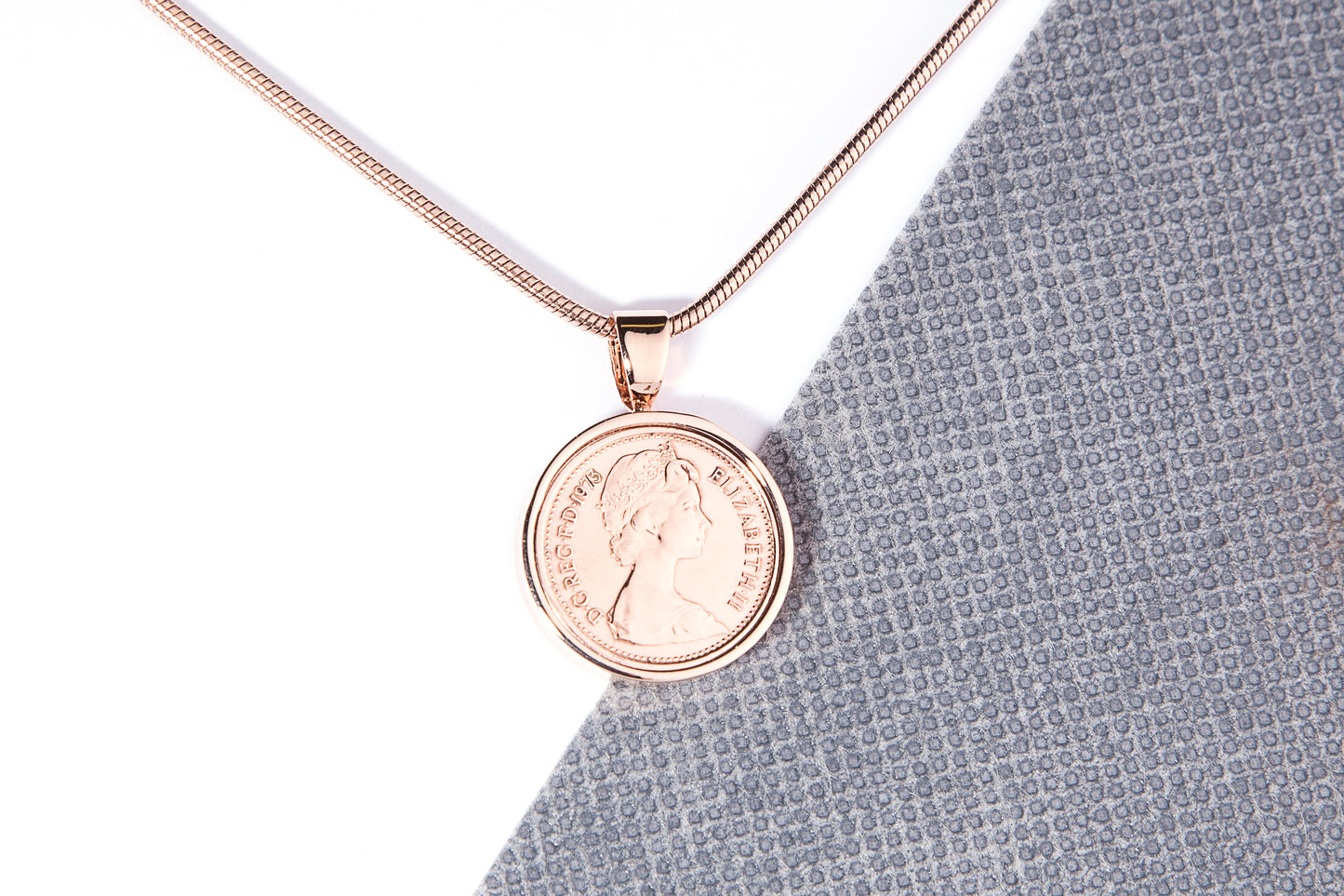 1973 Decimal Half Penny  Pendant - 51st  Birthday Gift - Choose Colour and Engraving