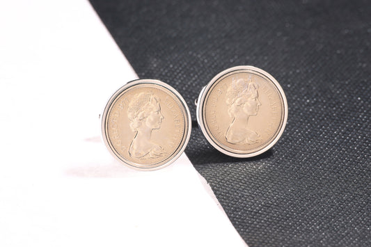 1977 Old Five Pence Cufflinks - 47th Birthday Gift